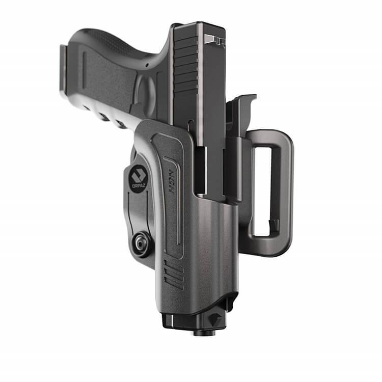 נרתיק חיצוני לגלוק וזיג זאוור עם מנגנון נעילת לחצן דו שלבי Level II מסדרת R של ORPAZ עם מתאם חגורה – תמונה להמחשה