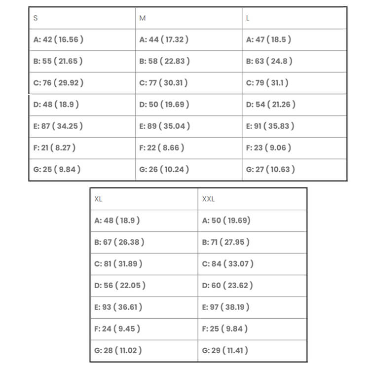 טבלת מידות לחולצת מדי צבא הגנה לישראל