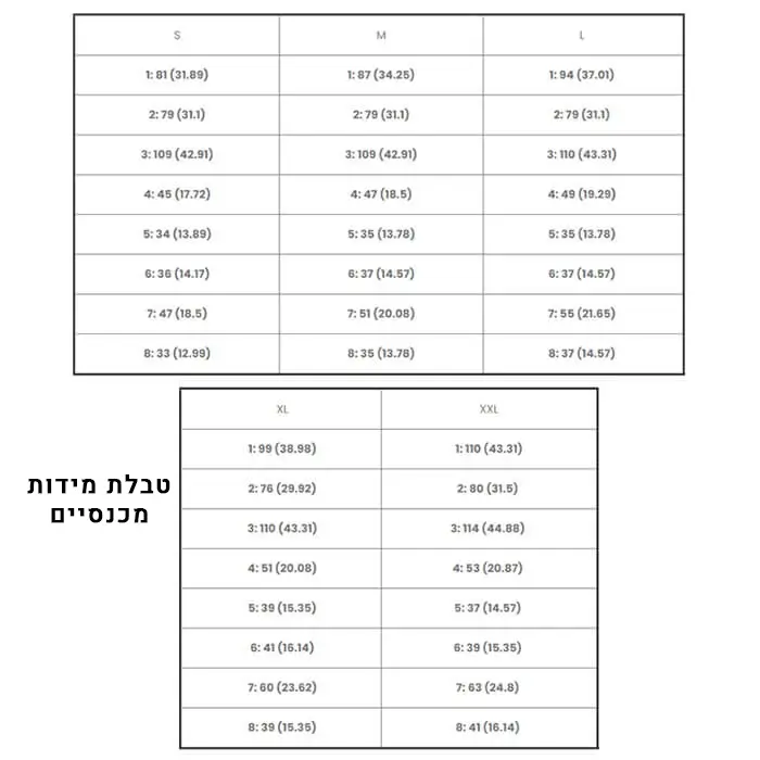 טבלת מידות מכנסיים (1)