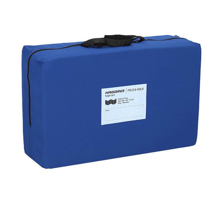 מזרן ספוג מתקפל ל 4 למטיילים עם תיק נשיאה חגור – כחול
