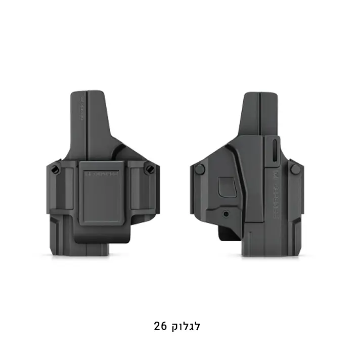 IMI-Z8026 נרתיק לאקדח גלוק 26 פנימי -חיצוני ליד ימין ושמאל – שחור – עם מתאם קליפס לחגורה