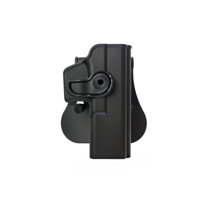 נרתיק טקטי חיצוני לאקדח גלוק 17, 22, 28, 31, 34 של IMI – עם מנגנון שחרור אצבע, מסתובב – שחור