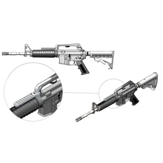 מערכת קאמל מותקנת על רובה – שרטוט להמחשה מערכת קאמל מותקנת על רובה – שרטוט להמחשה