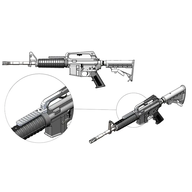 מערכת קאמל מותקנת על רובה – שרטוט להמחשה