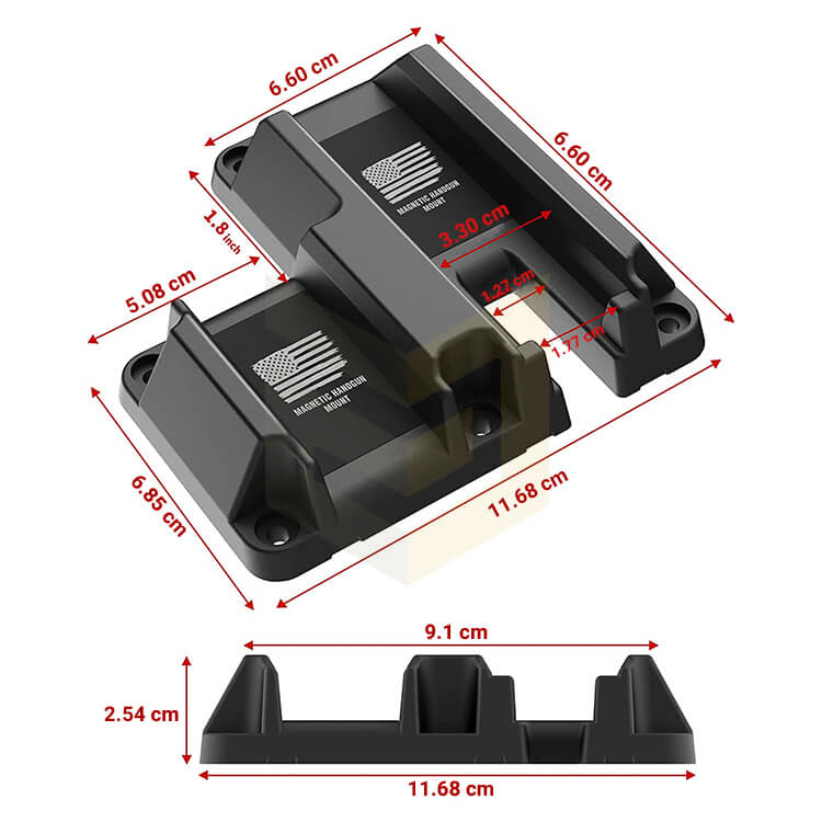 מגנט אקדח ומחסנית לרכב – מידות