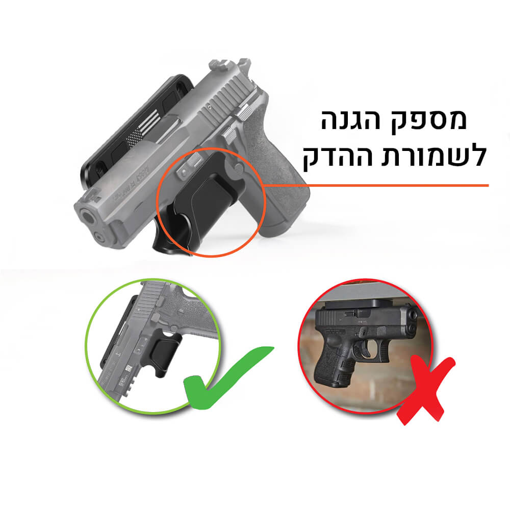 מתקן מגנטי לאקדח עם הגנה על שמורת ההדק