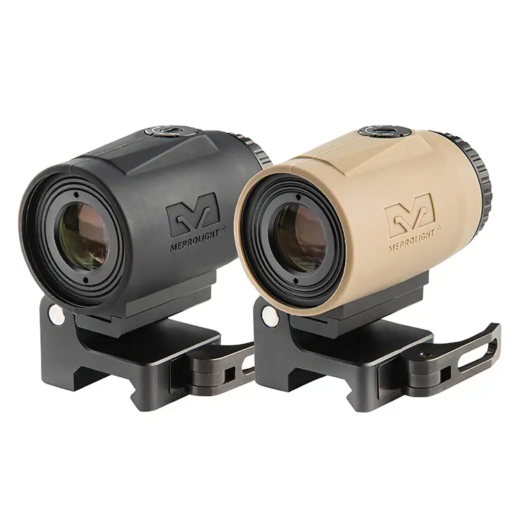 משלש לנשק MEPRO-MMX3 – מכפיל מתקפל מגדיל פי 3 של מפרולייט – עם כיסויי גומי בשני צבעים