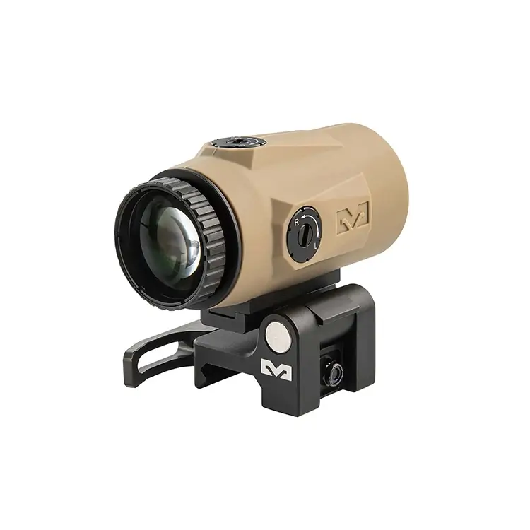 מכפיל לנשק MEPRO – MMX4 – מכפיל מתקפל מגדיל פי 4 – MEPROLIGHT עם כיסוי בצבע מדברי