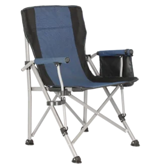 כיסא קמפינג מתקפל כחול על הצד השני כיסא קמפינג מתקפל כחול על הצד השני