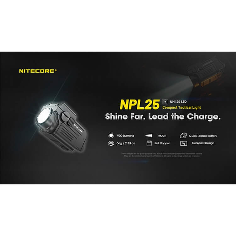 פנס לאקדח עם מסילה פיקטינית, 900 לומן ל-255 מטר – Nitecore