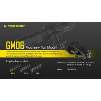 מתאם פנס למסילה פיקטינית לקסדות, מתפסים וכו׳ – Nitecore – מפרט מתאם פנס למסילה פיקטינית לקסדות, מתפסים וכו׳ – Nitecore – מפרט