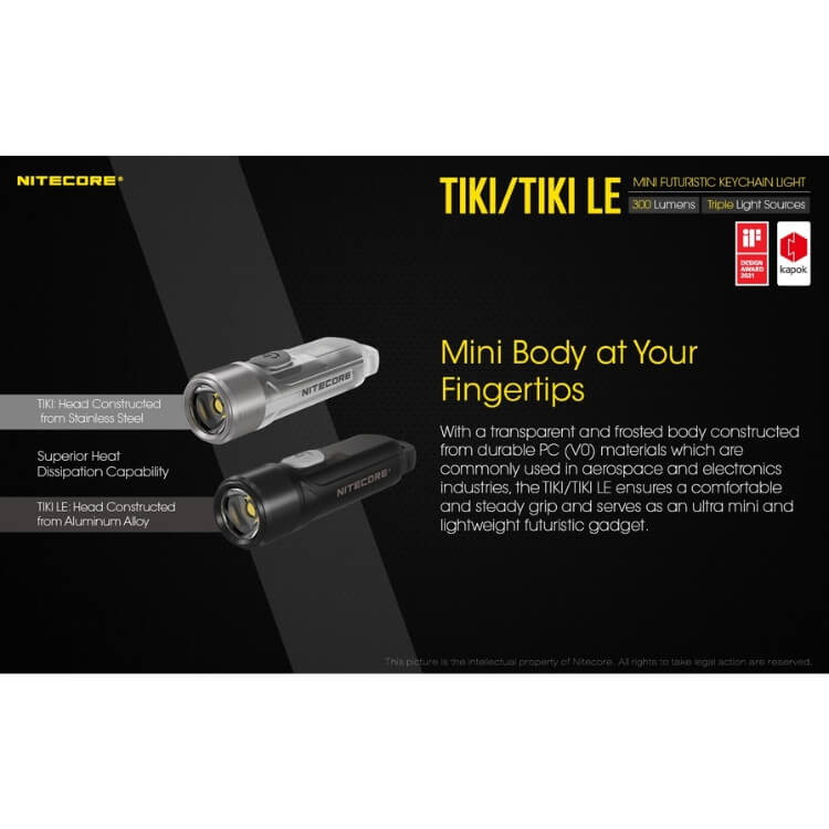 פנס כיס זעיר נטען 300 לומן, עם מחזיק מפתחות – Nitecore