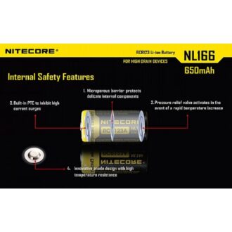 סוללת RCR123A ליתיום נטענת 650mAh של Nitecore סוללת RCR123A ליתיום נטענת 650mAh של Nitecore