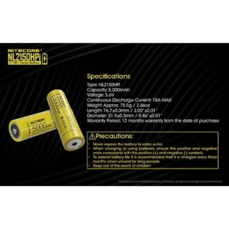 סוללת ליתיום 21700 נטענת 5000mAh של Nitecore סוללת ליתיום 21700 נטענת 5000mAh של Nitecore