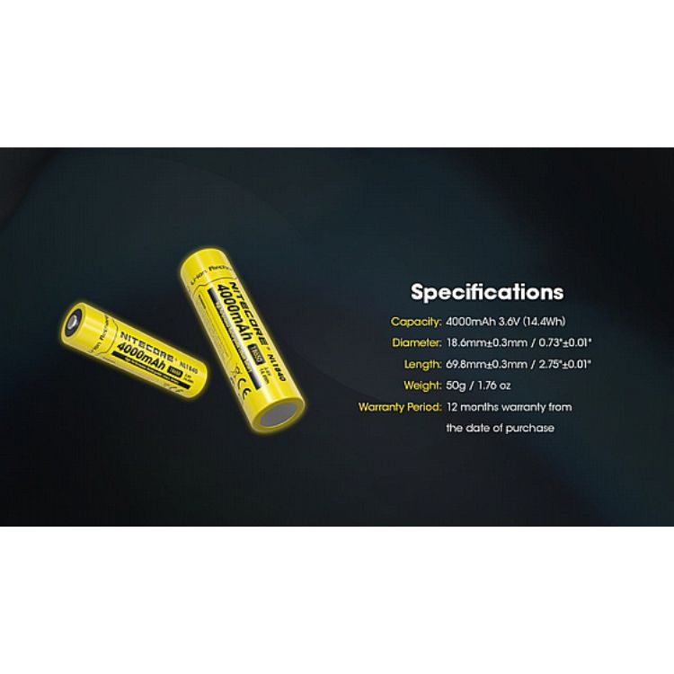 סוללת ליתיום חזקה נטענת 18650 4000mAh של Nitecore