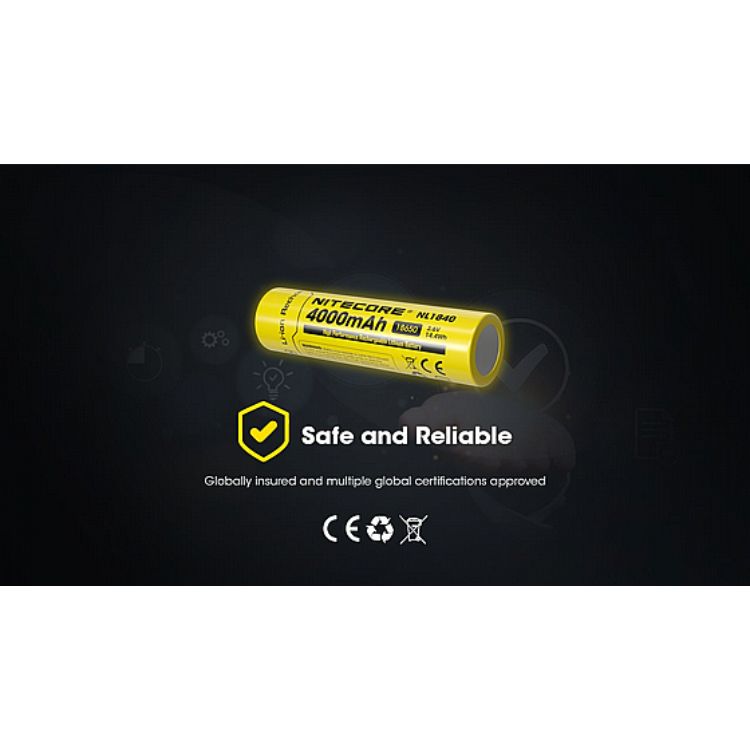 סוללת ליתיום חזקה נטענת 18650 4000mAh של Nitecore