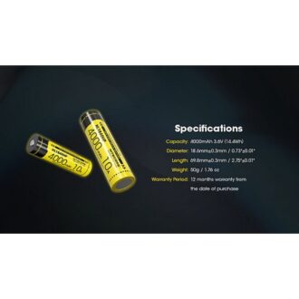 סוללת ליתיום נטענת 18650 4000mAh 10A של Nitecore סוללת ליתיום נטענת 18650 4000mAh 10A של Nitecore