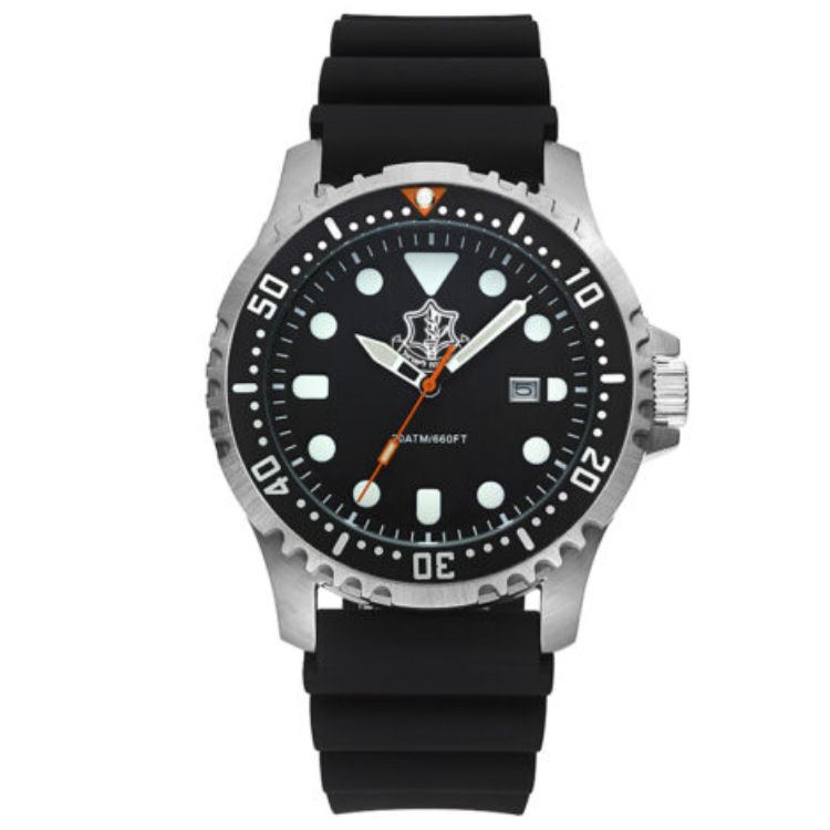 שעון לחיילים עם סמל צהל,עמיד במים עד 200 מ’ – אפור