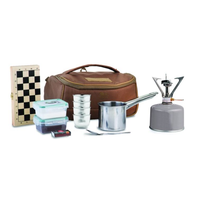 ערכת קפה לשטח עם לוח שש-בש / דמקה