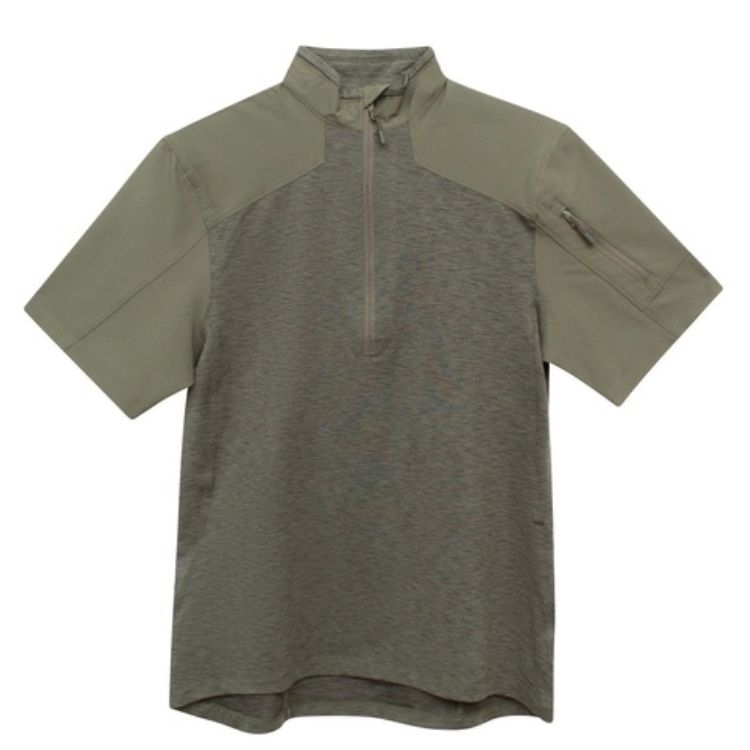 חולצה טקטית עם רוכסן ושרוול קצר – COMBATEX – ירוק